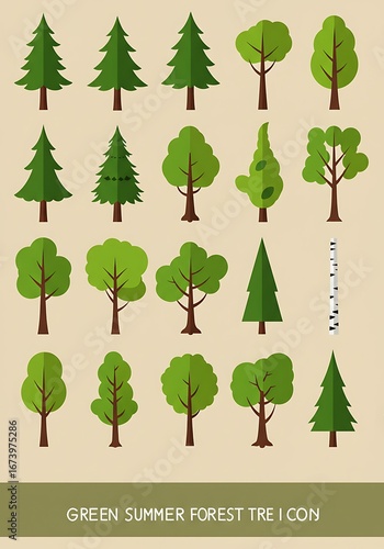 Summer Forest: A Collection of Flat Icon Trees