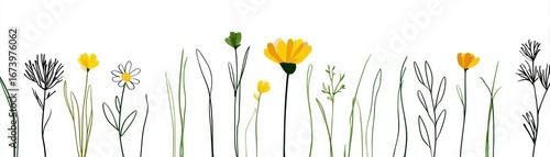 Vibrant yellow flowers on white, a burst of nature's golden hues for springtime freshness