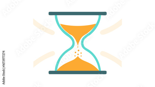 Hourglass with flowing sand and abstract shapes time