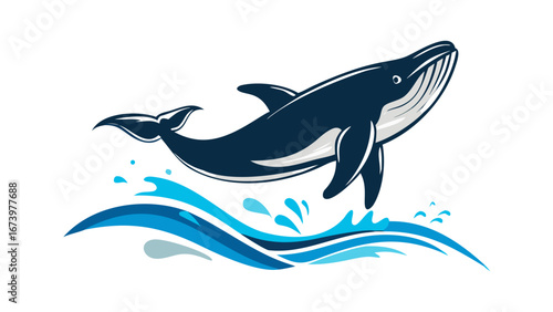 Majestic whale breaching ocean waves water