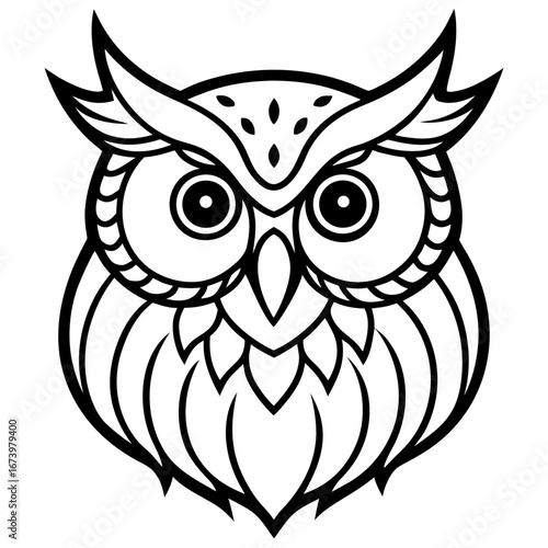Owl Head Vector Illustration – Clean Line Art