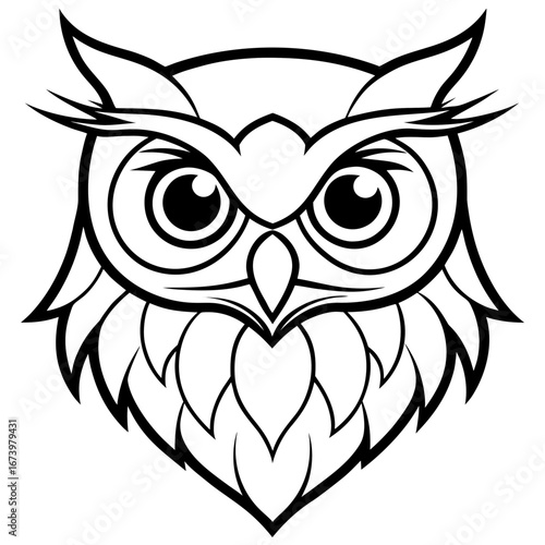 Owl Head Vector Illustration – Clean Line Art