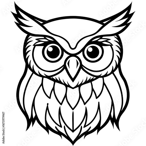 Owl Head Vector Illustration – Clean Line Art