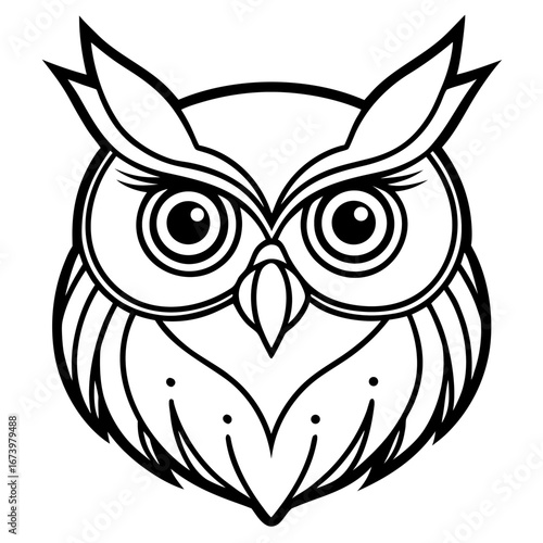 Owl Head Vector Illustration – Clean Line Art