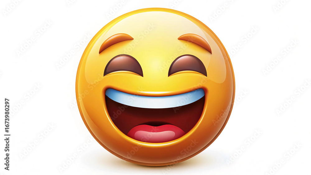 Fototapeta premium Smiling, round emoticon background white