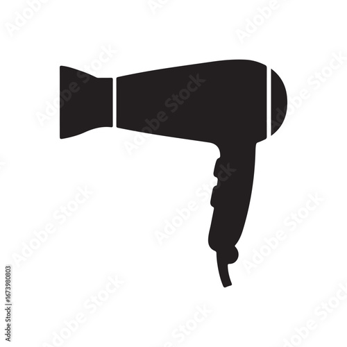 Hair dryer icon silhouette icon vector flat illustration design on white background