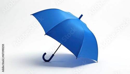 Vibrant blue umbrella open, offering rain, sun protection. Stylish, practical accessory boasts sturdy frame, lightweight, portable design. High-quality, waterproof, collapsible, versatile, features