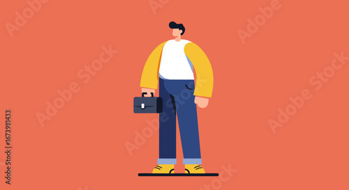 Modern stylized man holding a briefcase, representing business, career, and corporate concepts. Ideal for professional or lifestyle themes.