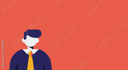 Minimalist illustration of a professional man in a suit and tie, representing modern business, corporate identity, and leadership. Vibrant background with copy space for professional concepts.