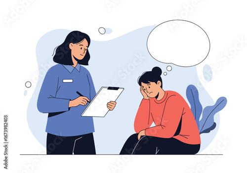 Mental health support session counselor assisting patient with emotional distress and thought processing