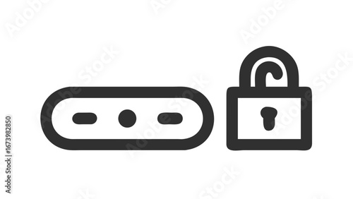 Unlocked padlock and password field security input field