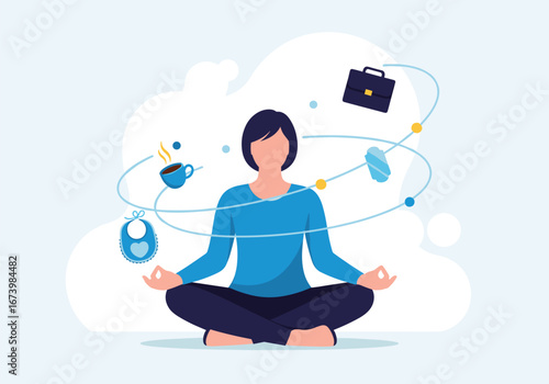 Balancing multiple responsibilities and daily life through meditation and mindfulness practices to achieve inner peace and mental well-being