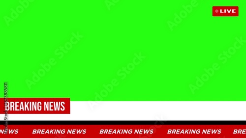 breaking news lower third with green screen background