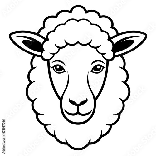 Sheep Head Vector Illustration – Clean Line Art