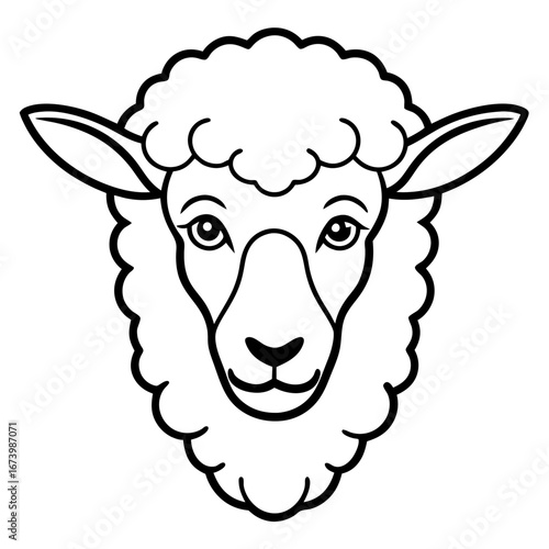 Sheep Head Vector Illustration – Clean Line Art