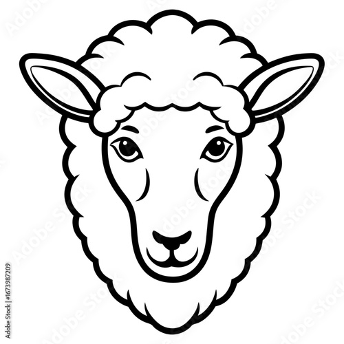 Sheep Head Vector Illustration – Clean Line Art