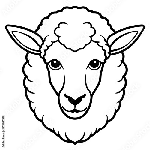 Sheep Head Vector Illustration – Clean Line Art
