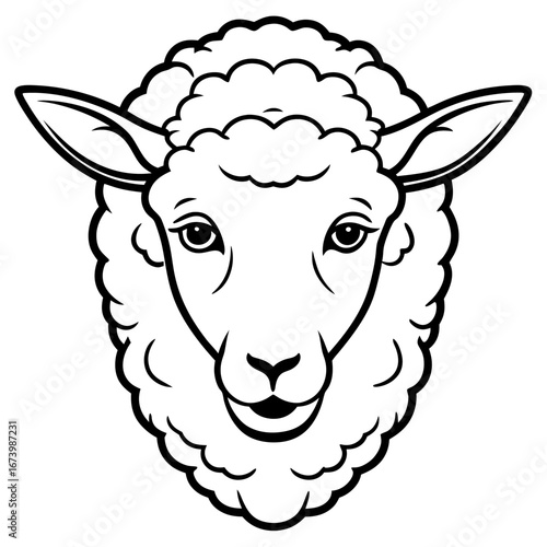 Sheep Head Vector Illustration – Clean Line Art