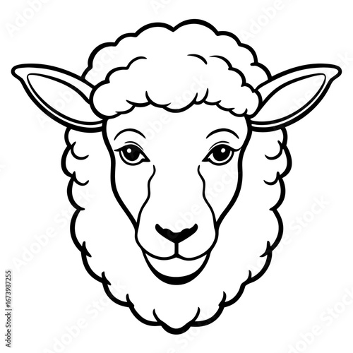 Sheep Head Vector Illustration – Clean Line Art