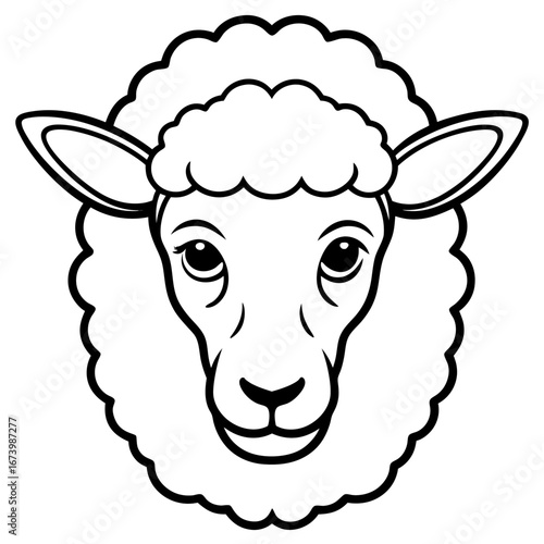 Sheep Head Vector Illustration – Clean Line Art