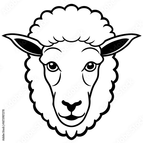 Sheep Head Vector Illustration – Clean Line Art