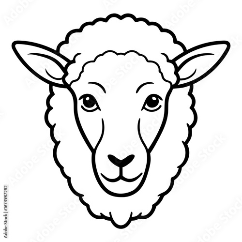 Sheep Head Vector Illustration – Clean Line Art