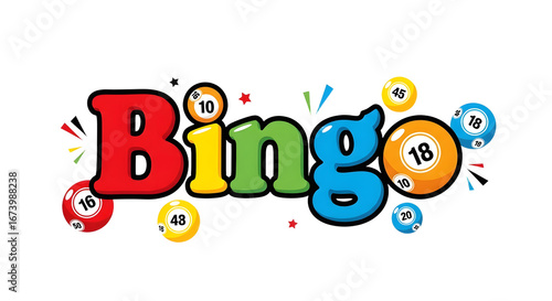 Colorful Cartoon Bingo Game Logo Design