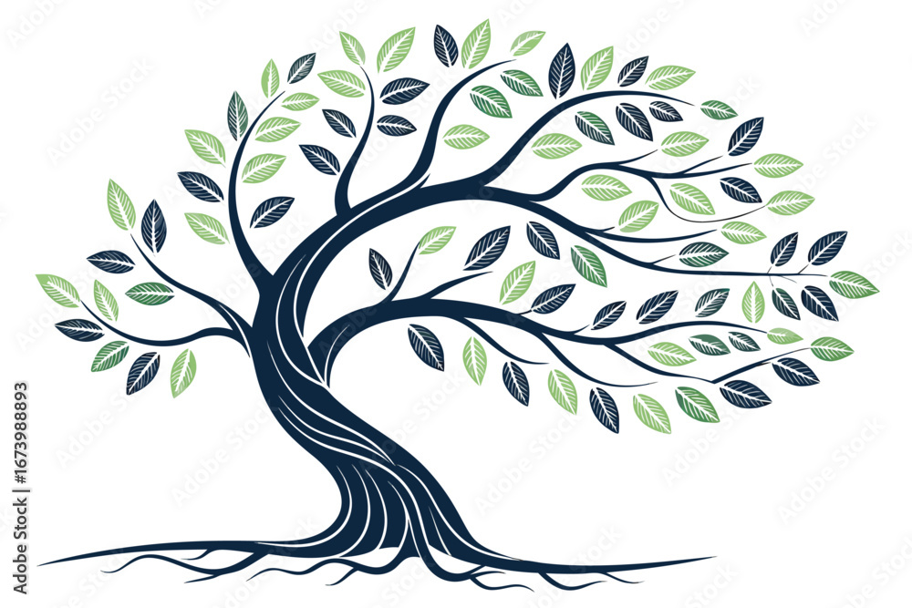Obraz premium Tree and roots design on white background, best tree for logo.