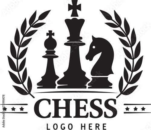 Classic Chess Emblem with Laurel Wreath"