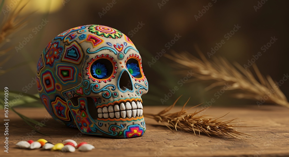 Fototapeta premium Sugar Skull Serenity: A Painted Remembrance