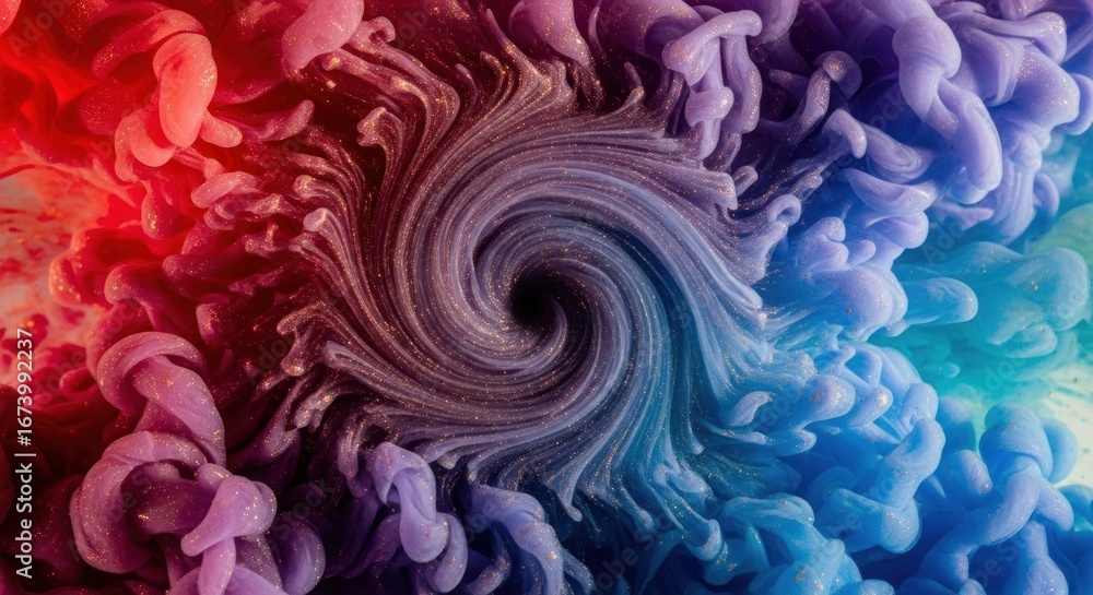Obraz premium Swirling inks in water create an abstract, colorful vortex