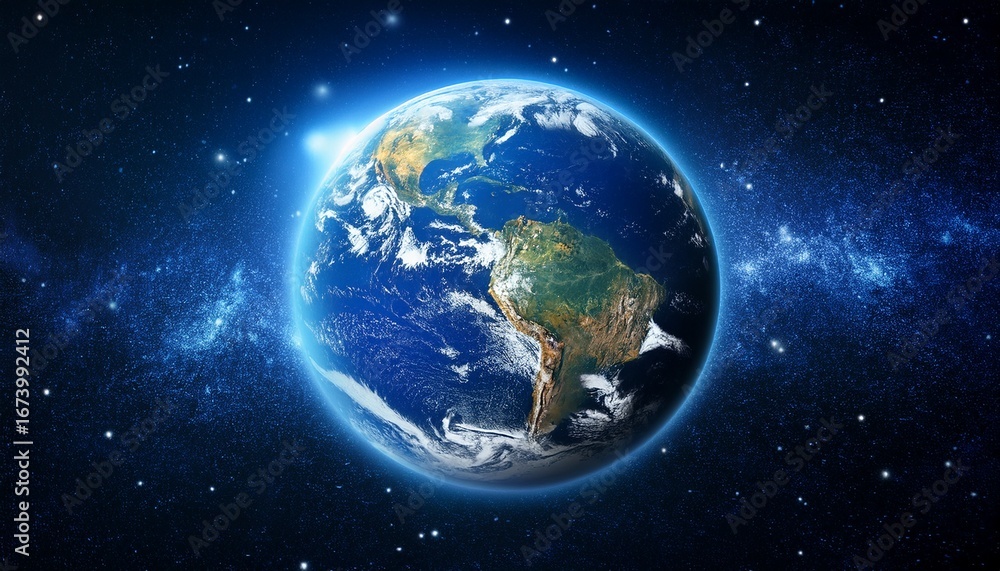 Fototapeta premium a blue planet earth with a lot of stars surrounding it