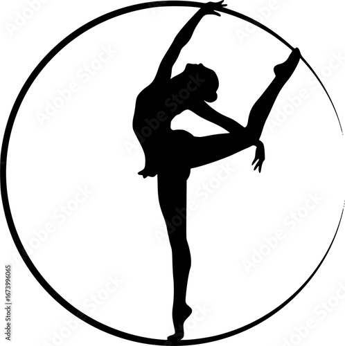 Girl Child Ballerina Dancing Silhouette Vector Set vector illustration