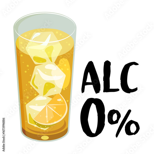 アルコール0％のハイボールのイラスト