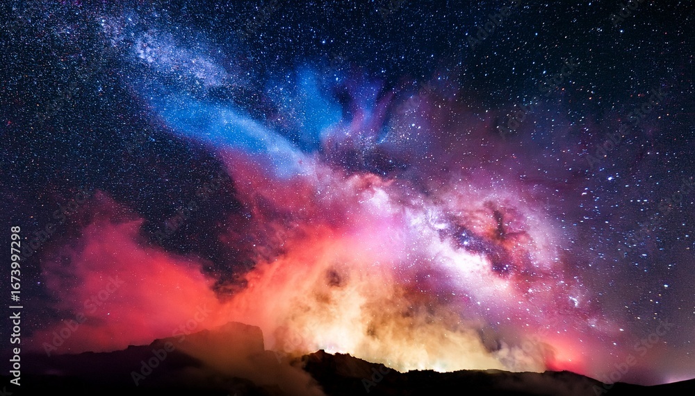 Obraz premium amazing outer space colorful nebula with stars in isolated on transparent background
