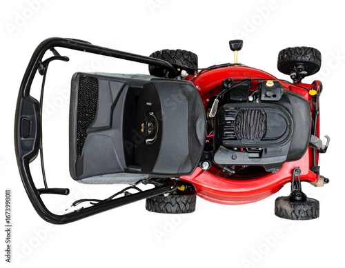 Top-Down View of Gas-Powered Lawnmower PNG