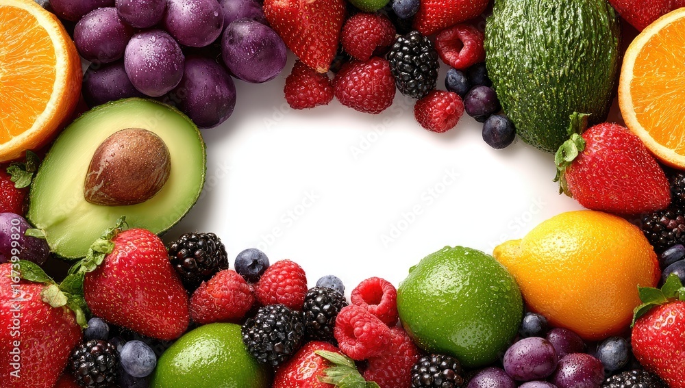 Obraz premium Colorful fruit border frame