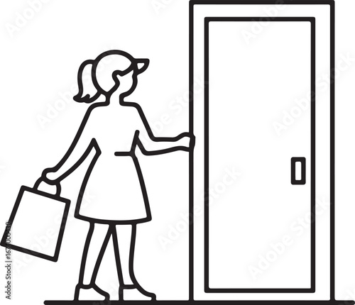 Stylish woman walking with shopping bags silhouette isolated on transparent background