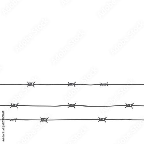 A barbed wire fence symbolizing borders or conflict
