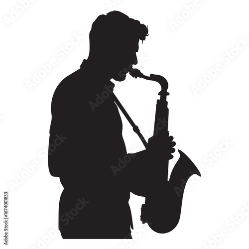 silhouette of a man playing saxophone