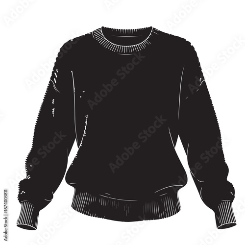 Black Long-Sleeved Sweater Illustration