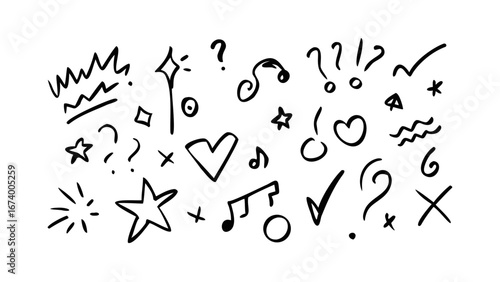 Hand Drawn Doodle Collection of Symbols and Marks sketch