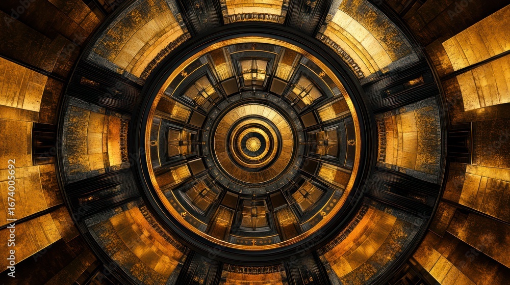 Obraz premium Circular Golden Architectural Design