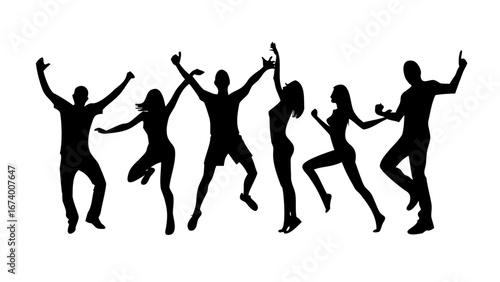 Energetic dancer with arms raised in celebration silhouette movement