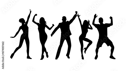 Energetic dan dancing with arms outstretched silhouette person
