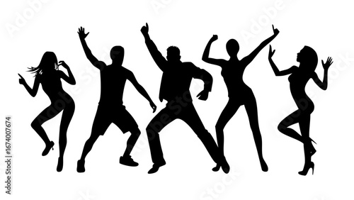 Energetic man jumping with arms raised silhouette