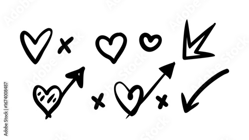 Hand drawn arrow cluster with circular motion vector