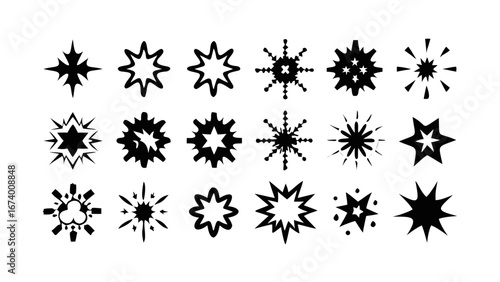 Diverse Starburst Silhouettes Collection explosion flash