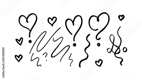 Collection of Heart Symbols with Question Marks hearts