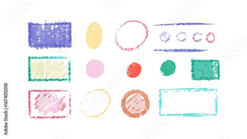 Textured crayon strokes and shapes pastel